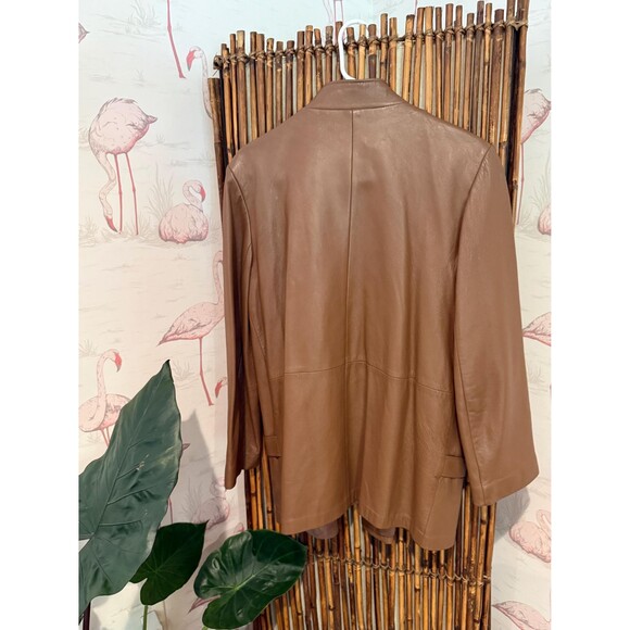 Vintage Brown Leather Button Up Jacket Womens Size XL - Picture 9 of 10